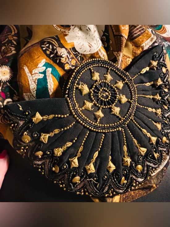 MOYNA, N.Y Handbags - Moyna Beaded Art Deco Sunburst Evening Bag | Black & Gold Statement Clutch #OOAK
